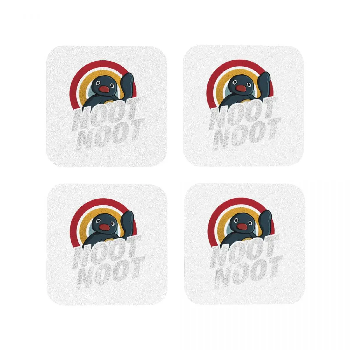 

Noot Noot Funny Penguin Coasters Kitchen Placemats Non-slip Insulation Cup Coffee Mats For Decor Home Tableware Pads Set of 4