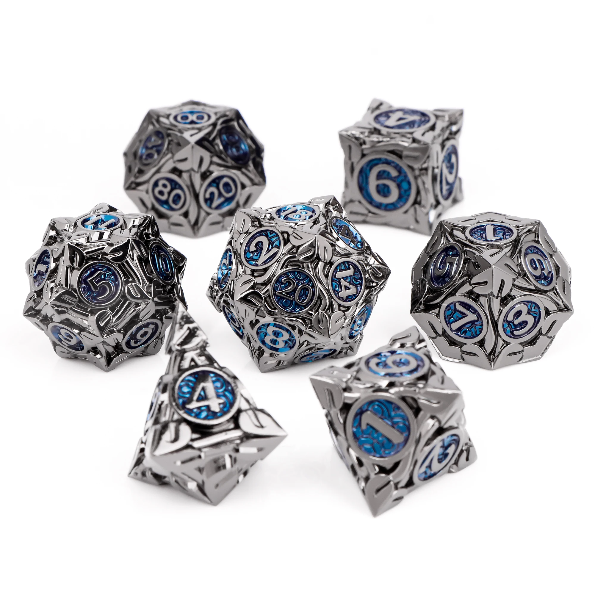 DND Metallwürfel 7-teiliges MTR Würfelset DnD Polyedrische Würfel für Dungeons and Dragons Rollenspiele D&D Würfel Geschenke Grüne Würfel – Detail 6