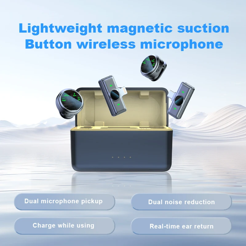 Haomuren Drahtloses Lavalier-Ansteckmikrofon mit Magnetknopf für iPhone und Android-Telefon, Youtube, Live-Aufnahme, Interview, Vlog, M2