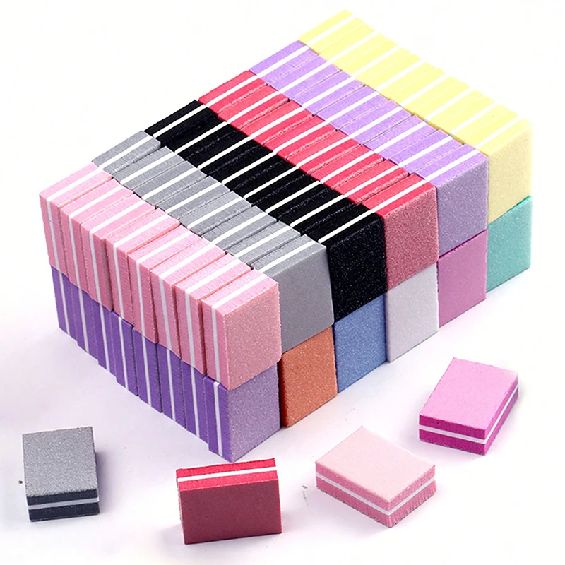 

50Pcs Professional Mini Nails Art buffer File 100/180 Sandpaper Manicure Tips Care File Sanding Polishing Accessories Tools
