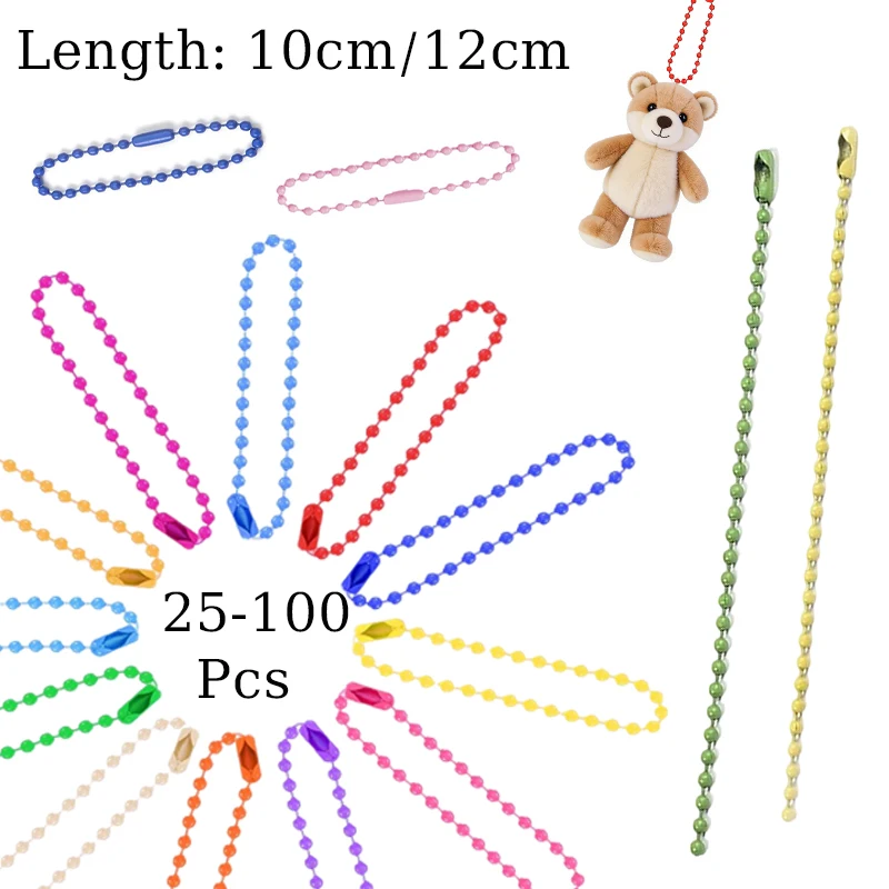 

25/50/100pcs Ball Bead Chains Fits Key Chain/Dolls/Label Hand Tag Connector For DIY Bracelet Jewelry Making Accessorise 12/10cm