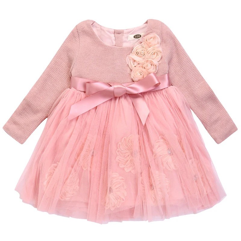 

3-7Years/Autumn Winter Baby Girls Clothes Long Sleeve Tutu Dress Lace Princess Costume For Kids Dresses Children Clothing BC1307