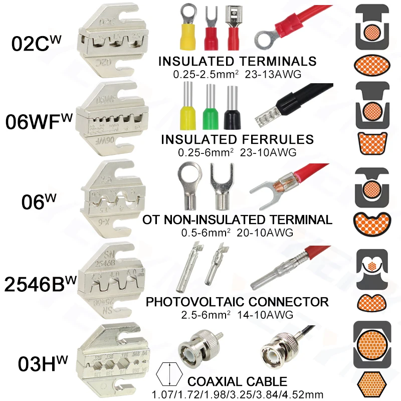 Crimping Tools SNX Interchangeable Jaw For XH2.54/DuPont2.54/2.8/4.8/6.3/ Non-Insulated/Ferrule Terminals Ratcheting Pliers sets