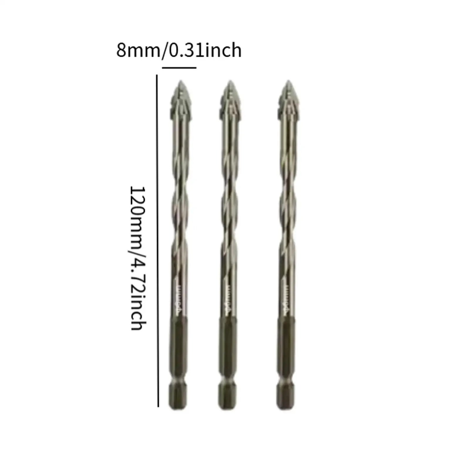 3Pcs Four Flute Sawtooth Eccentric Drill Bits Premium for Brick Glass Metal