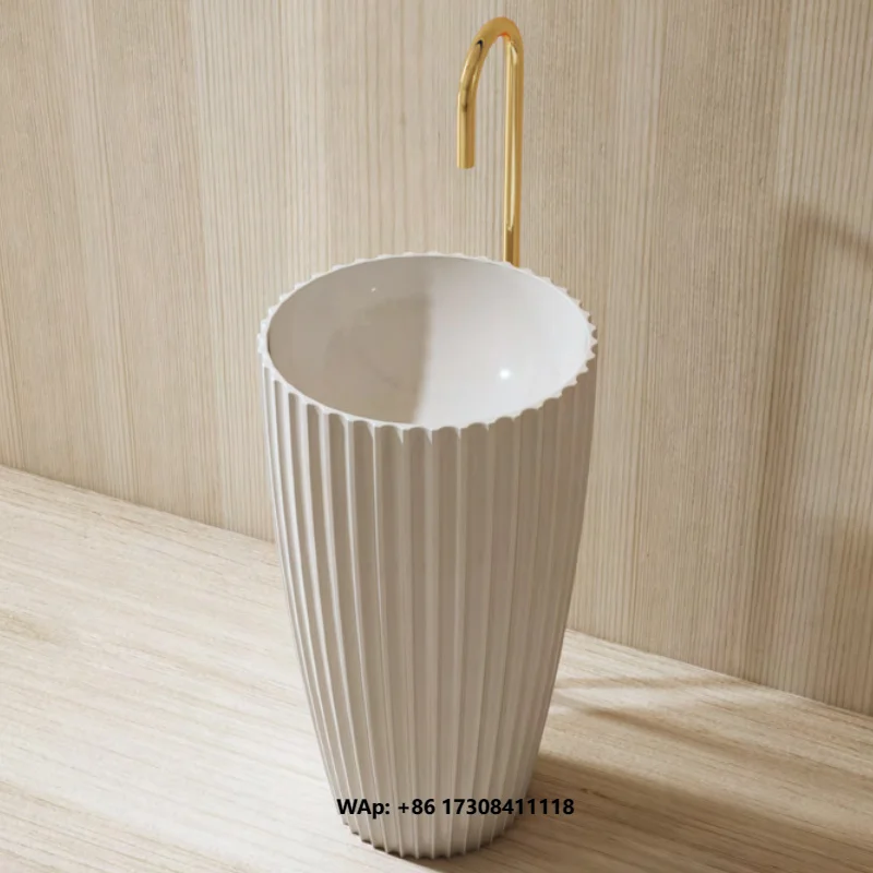 FACTORY Grey Free Standing Solid Surface Basins Washbasin Stone Bathroom Sinks for BATHROOM
