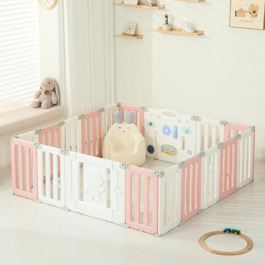 18 Panels Baby Play Pen Extra Large Baby Playpen Foldable Astronauts Play Pens for Babies and Toddlers Adjustable Portable Fenc