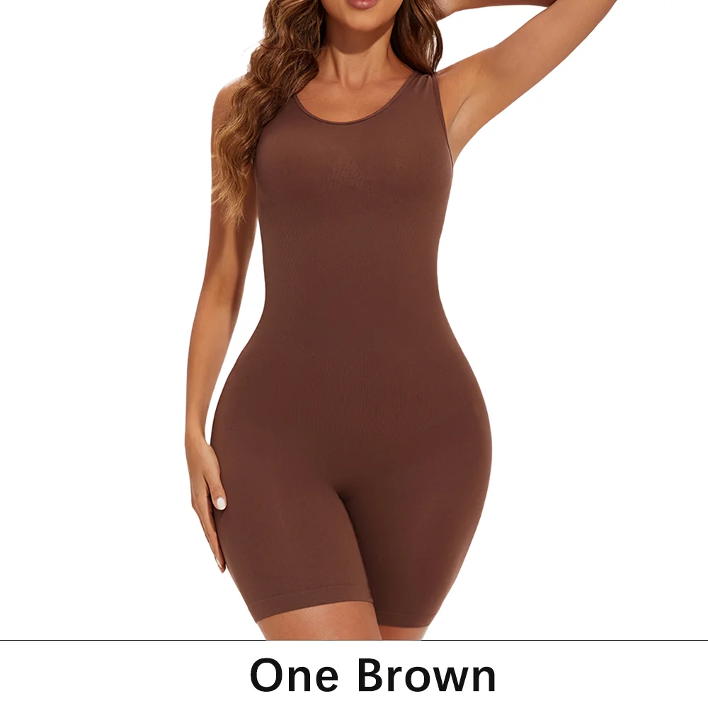 POKARLA Sexy Bodysuits mit vollständiger Abdeckung, formende Shapewear, Oberschenkelstraffender Body, Jumpsuit mit breiten Trägern, nahtloser Body Shaper, schlankmachender Einteiler