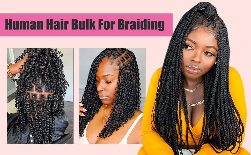 Braiding Hair Human Bulk Hair Deep Wave Bulk Human Braiding Hair for Braids Hair No Weft Deep Wave Human Hair Extension 50-80cm