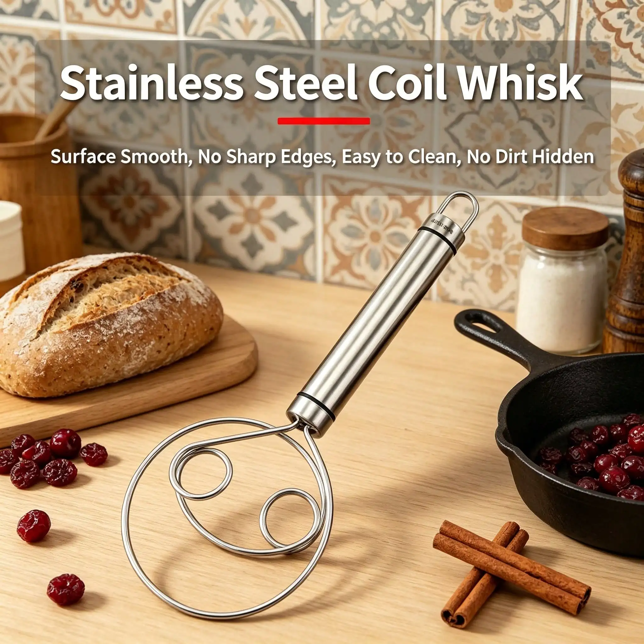 Stainless Steel Flour Mixer, Manual Dough Mixer, Kneading Tool, Flour Mixing Stick