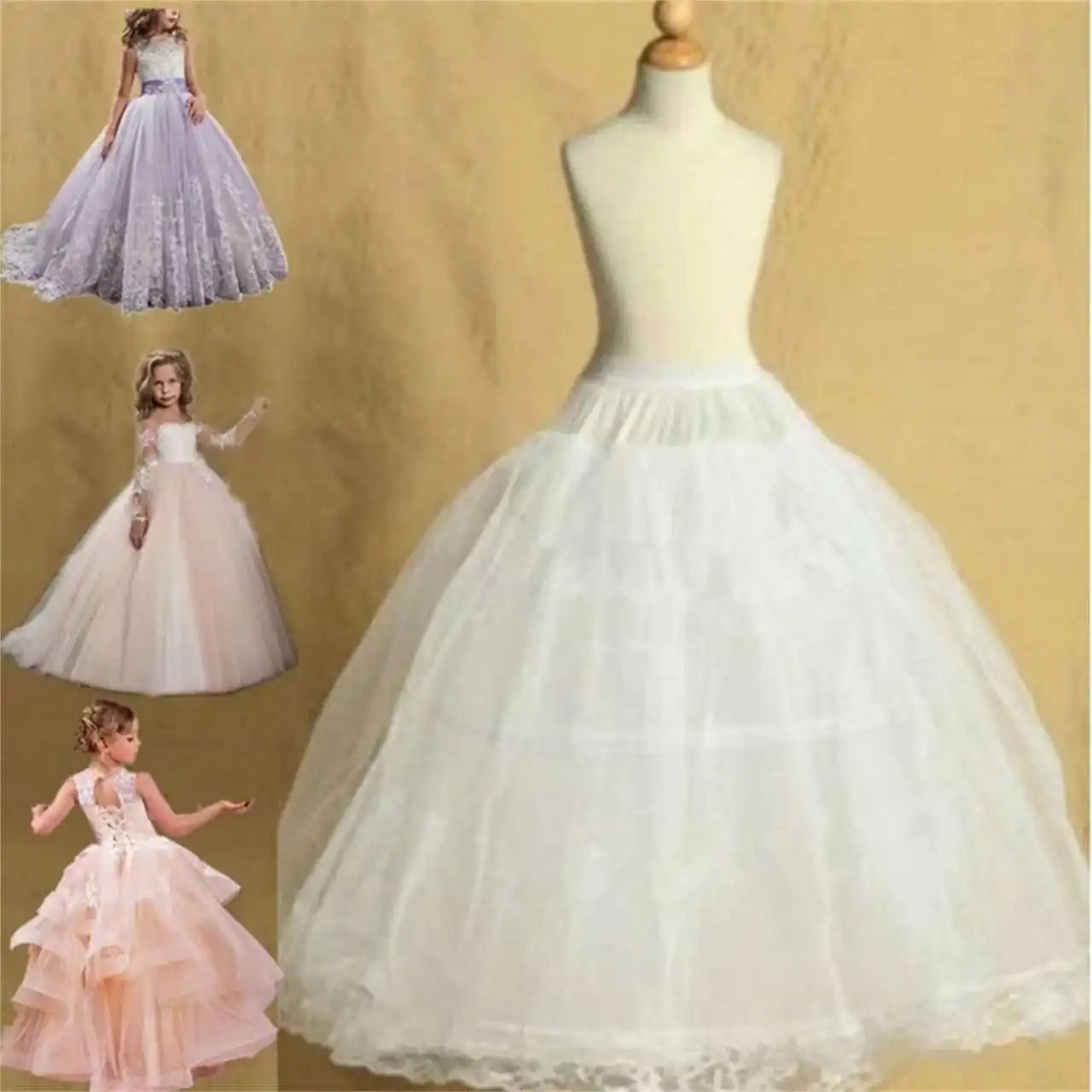 Petticoat Flower Girl Petticoat Short Children Skirt 35-75CM Length Baby Kids White Underskirt Crinoline