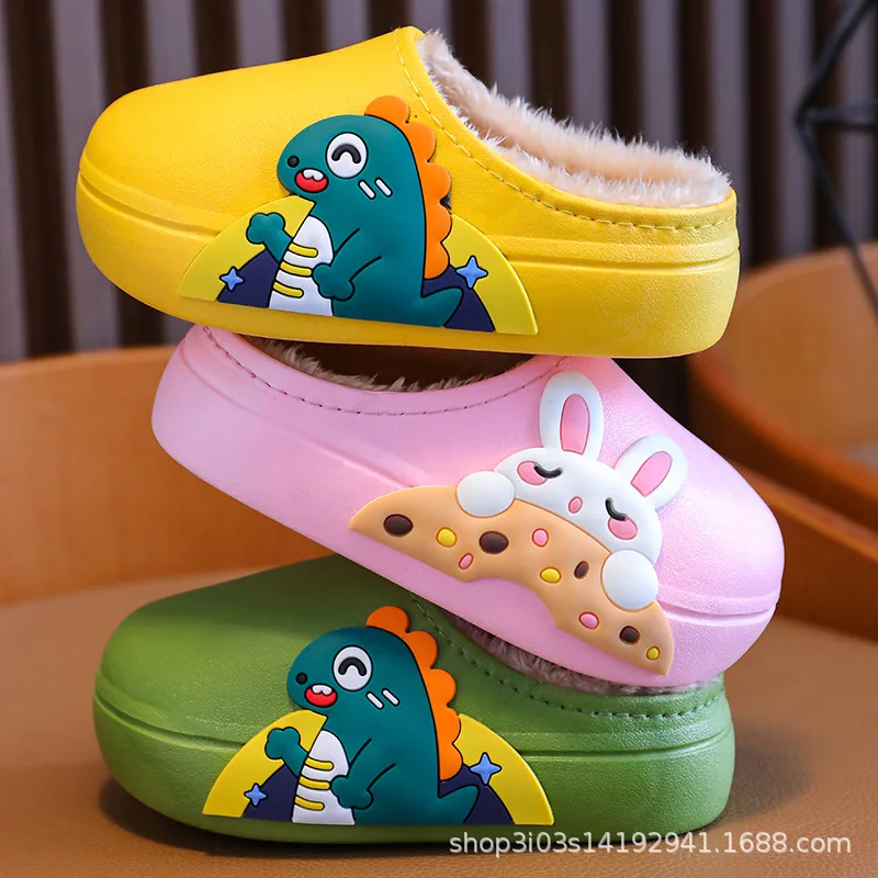 Children's cotton slippers Winter slippers Boys and girls cartoon cute warm waterproof non-slip home parent-child shoes