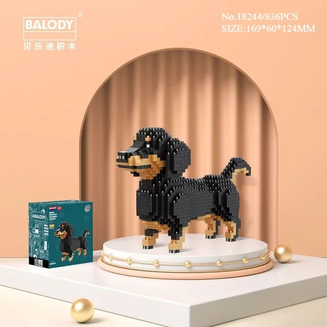 Bloques de construcción Kawaii para mascotas, Doberman Shiba Inu, caniche, Mike, perro, Mini ladrillos, figura de gato, Husky Schnauzer, modelo de juguetes para niños, regalo