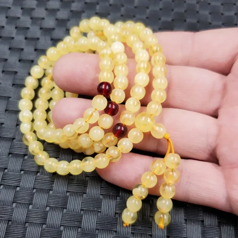 Minyak ayam kuning lilin madu gelang Multi lingkaran 108 manik-manik Buddha rantai Sweater pria dan wanita