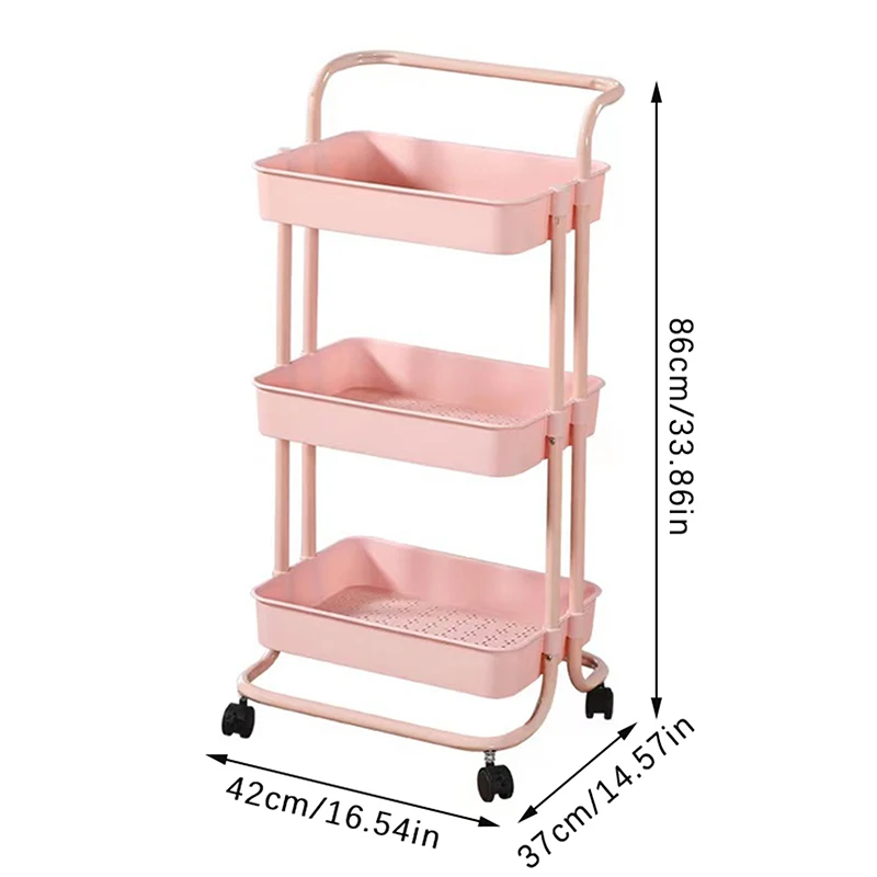 Многофункциональные полки для хранения, тележка на колесиках с 4-мя колесами, большая вместимость, прочная несущая тележка для хранения на колесиках с ручкой