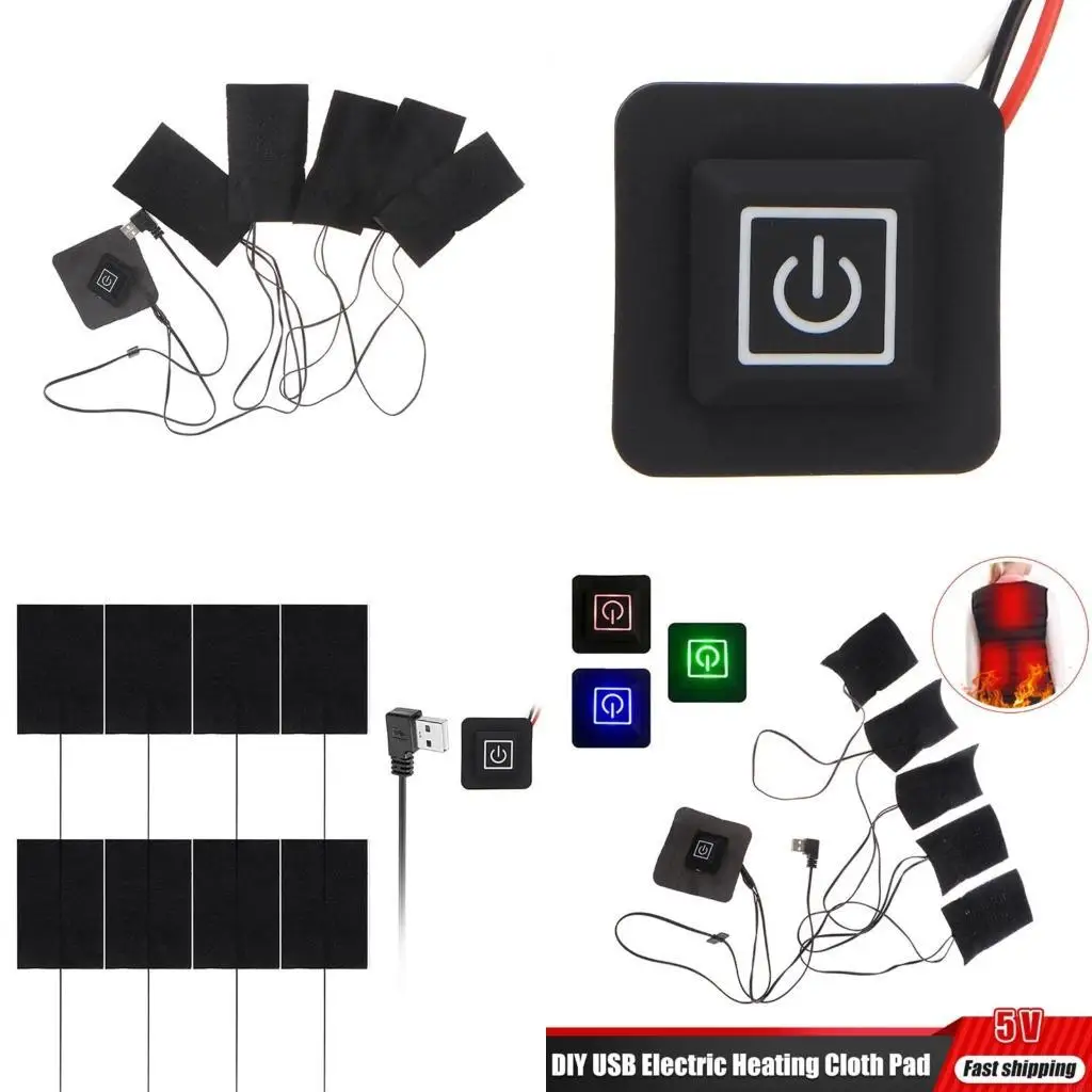 

1 Set DIY USB Electric Heating Pad Winter Clothes Warmer Heating Vest Pads For Outdoor Heated Clothing B95B