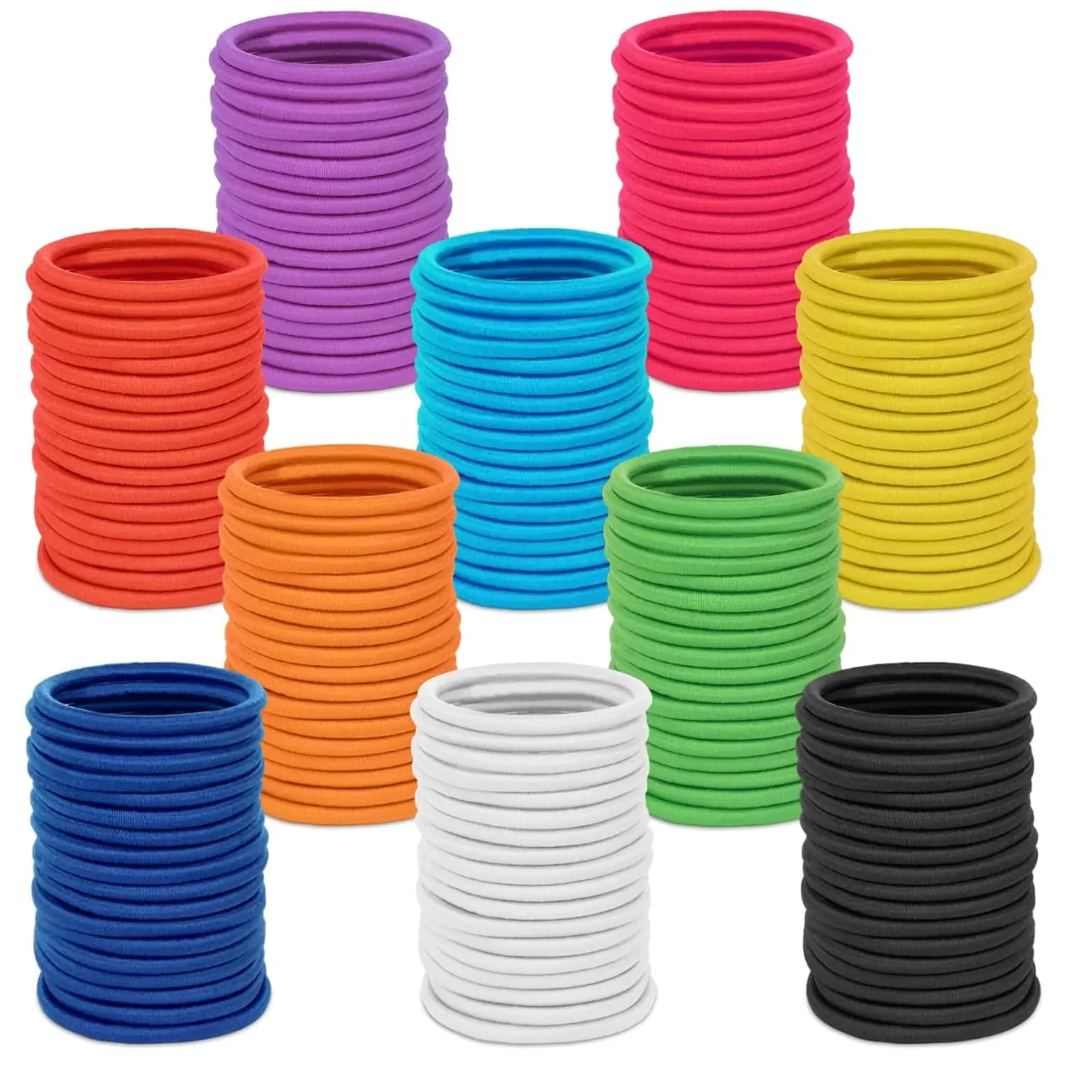 

150Pcs Hair Ties for Thick Curly Hair, Bulk Ponytail Holders Elastics Bands for Women Girls (4mm)