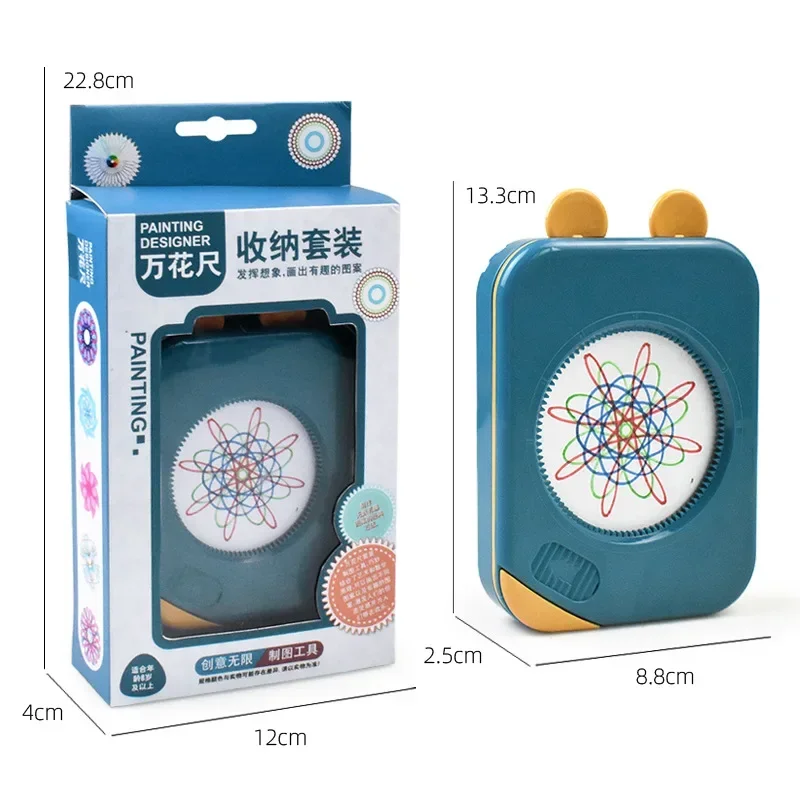 Kit de dessin Gear Art pour enfants avec rangement. Développe la créativité géométrique, cadeau d'anniversaire éducatif parfait