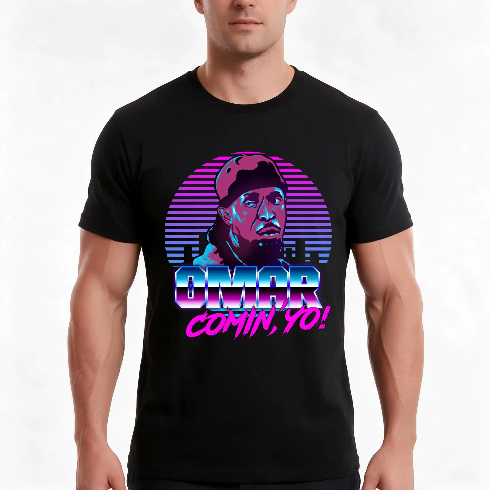 Omar Comin T-Shirt, Summer Casual Cotton Tee, Oversized Streetwear Tops, Vintage Graphic Print, Loose Fit Short Sleeve