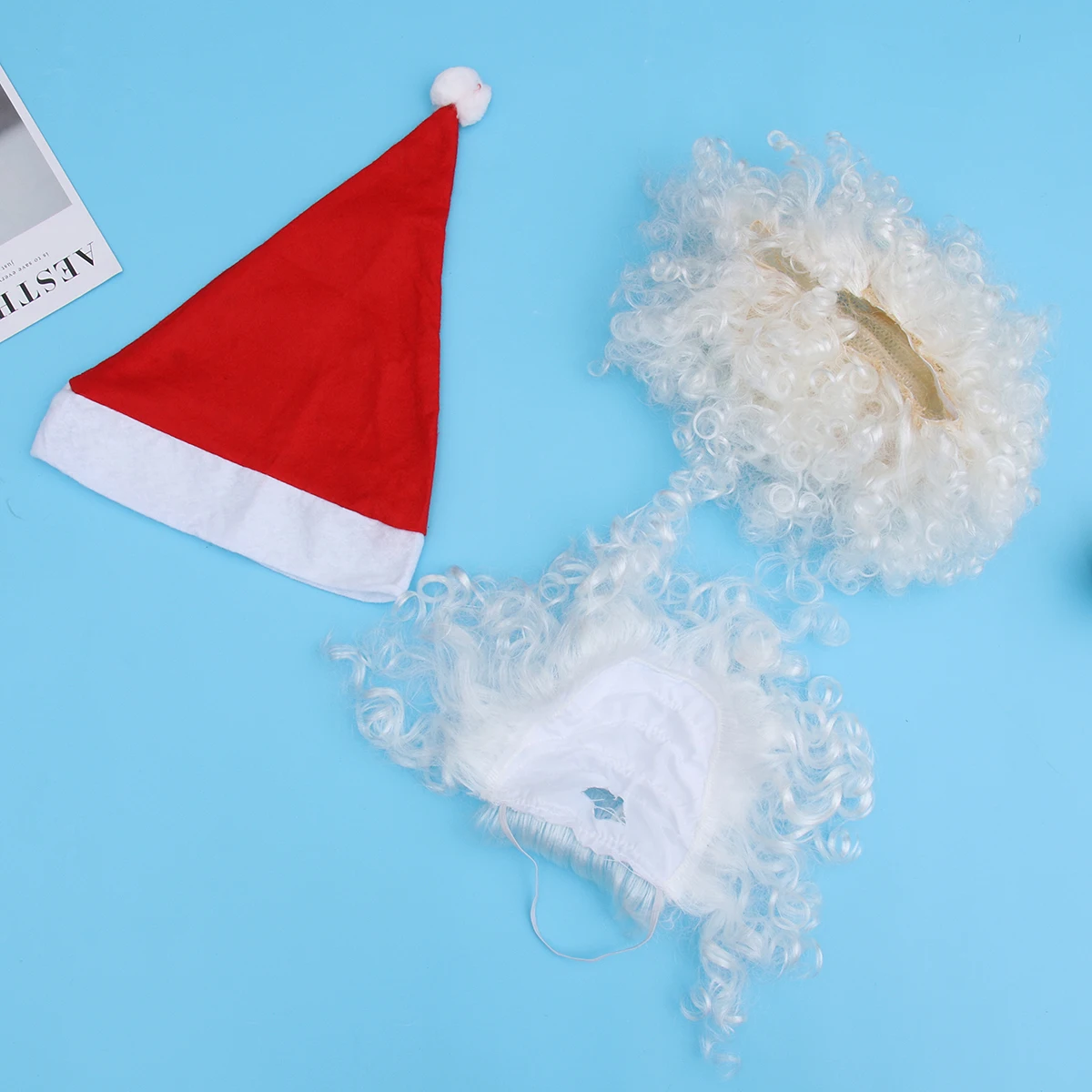 

Набор из 3 предметов с бородой Санта-Клауса, рождественская шапка, легкие, удобные, дышащие костюмы для косплея, аксессуары для праздничной вечеринки, Санта