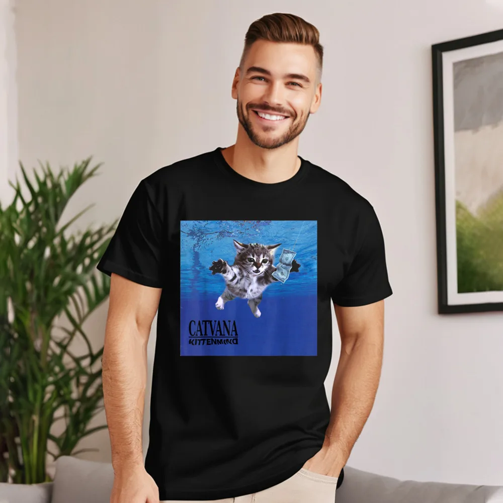 Catvana Kittenmind - Nevermind Cat T Shirts Short Sleeve Newest Mens Tops Tees Vintage Tee-Shirt O-Neck Combed cotton