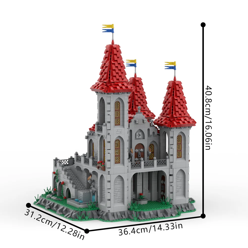 MOC-218664 Black Knights Rose Castle Bausteine Modell Mittelalterliche Black Knights Rose Castle Architektur Ziegel Montage Spielzeug