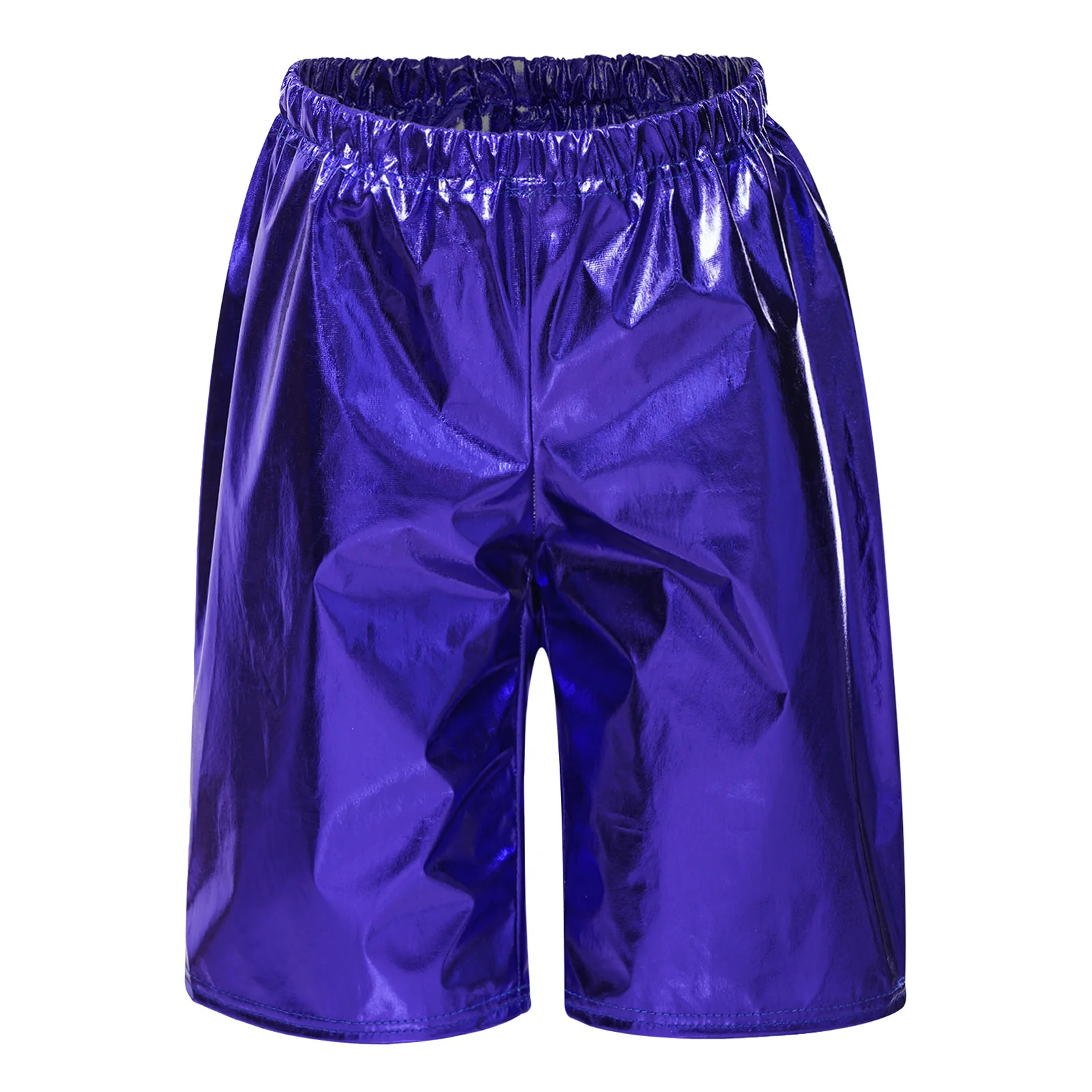 Kids Girls Boys Shiny Metallic Shorts Hip Hop Latin Jazz Dancing Costume Dancewear for Carnival Stage Performance Cosplay Party