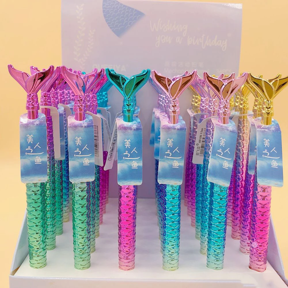 4 Piece Cute Cartoon Mermaid Press Automatic Mechanical Pencil Student Stationery