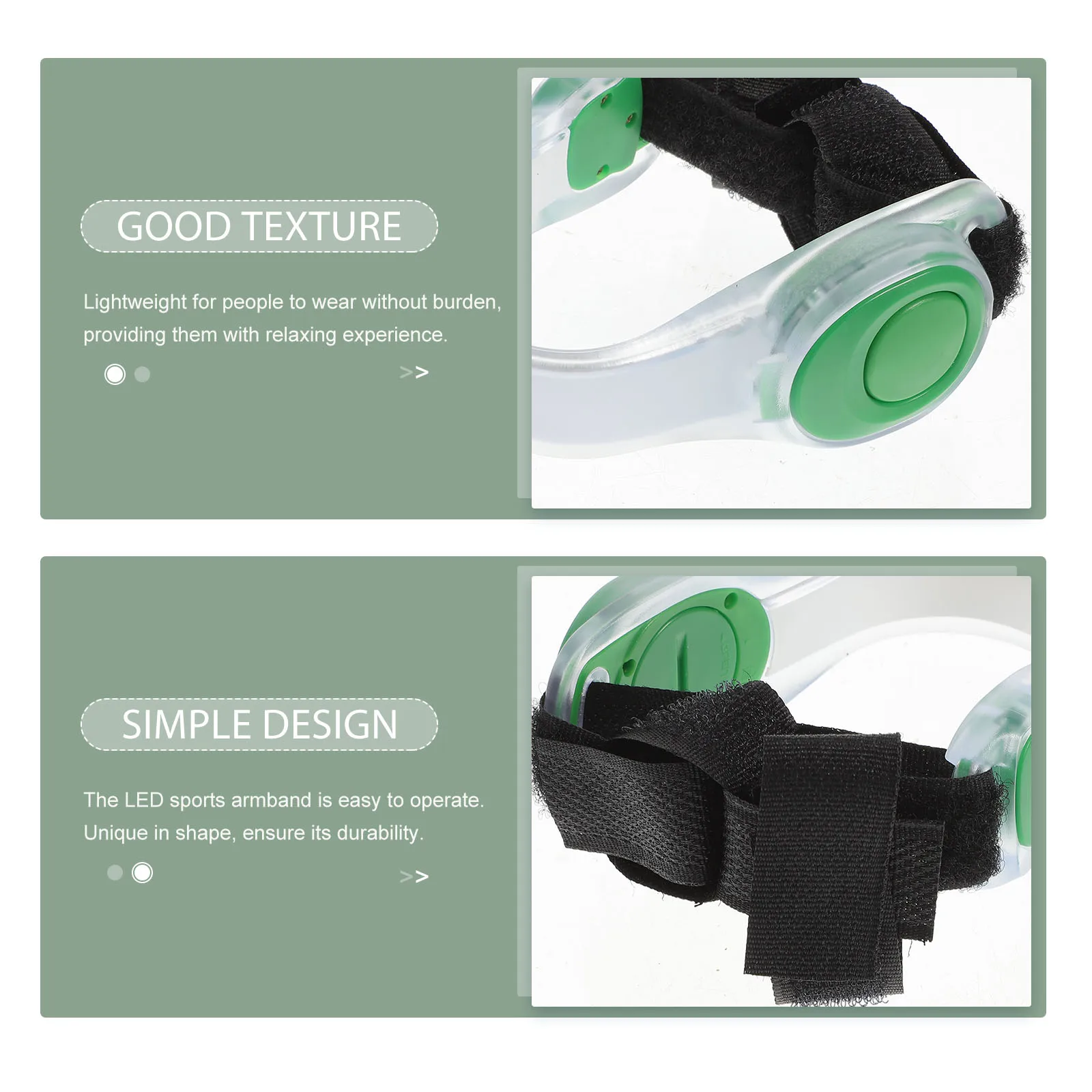 

2 Pcs Luminous Armband Glowing Night Running Strap Led Reflective Safety Wrist for