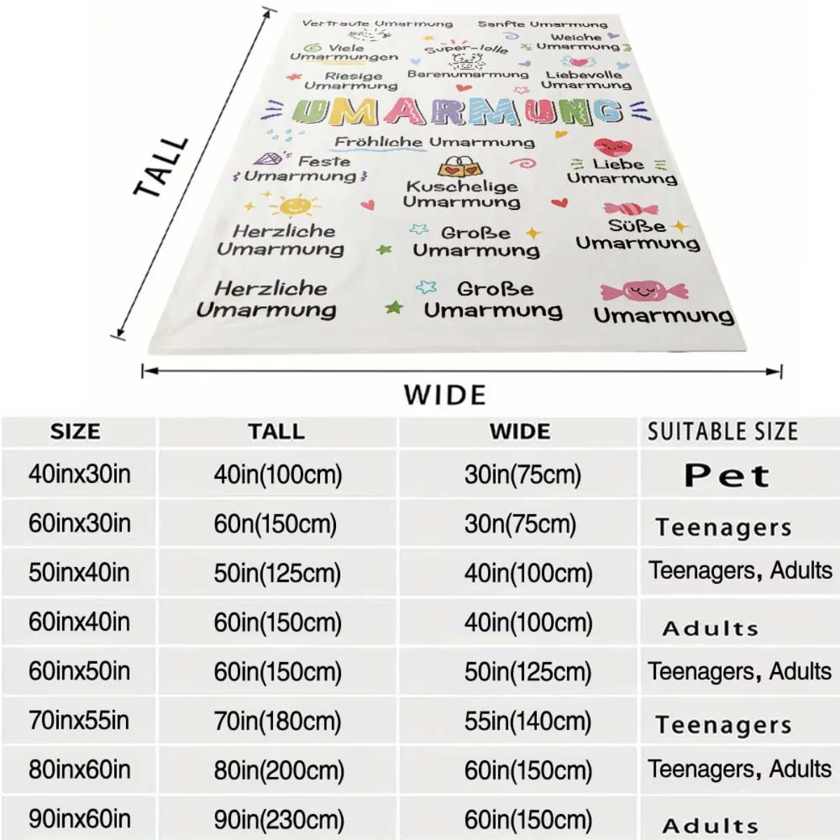 Ultra Soft Giant Plush Throw Blanket 150x200cm Cozy Couple Love Word Design Gift for Winter Bed