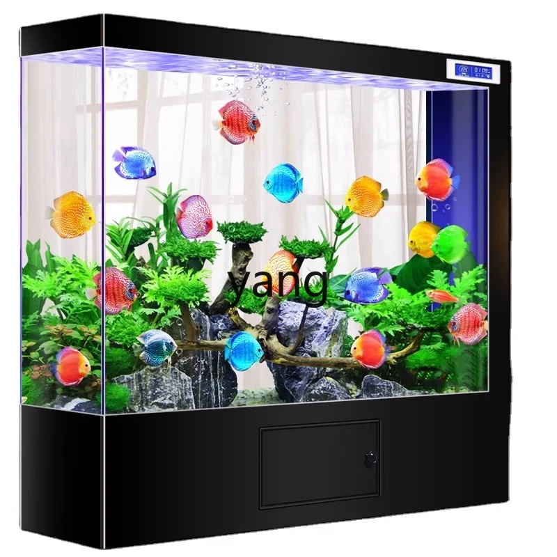 

Yjq Rectangular Super White Glass Fish Tank Living Room Home Medium Wind Partition Fish Globe