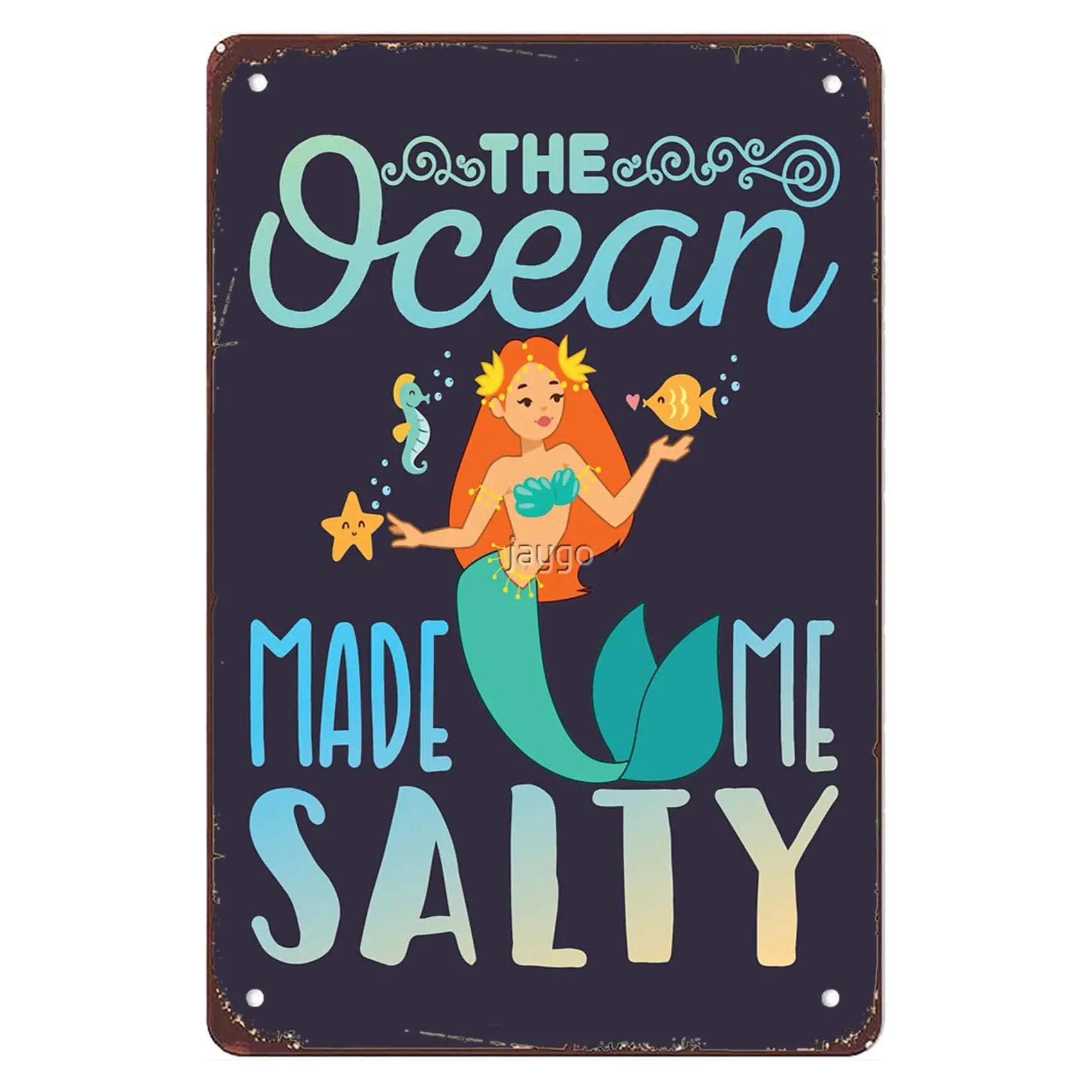 New Vintage Metal Tin Sign The Ocean Made Me Salty Wall Art Bar Farm Garage Man Cave Restaurant Christmas Halloween Girlfriend B