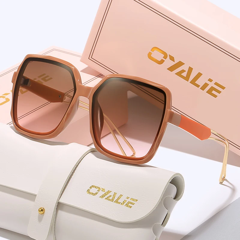 Large Square Frame Transparent Mirror Glass Color Block Fashion Decorative Metal Wire Glasses