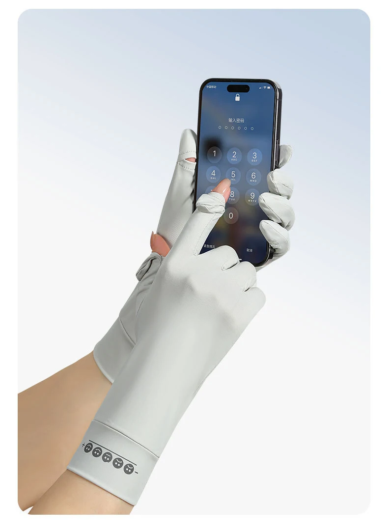 Damen Sonnenschutz-Handschuhe Sommer Fahr- und Fahrradhandschuhe mit Touchscreen-Funktion, Atmungsaktiv, Rutschfest, Flip-Top, Verlängerte Länge – Detail 5
