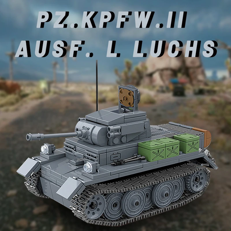 

Military Series Pz.Kpfw.II Ausf. L Luchs Tank Building Blocks DIY WWII Vehicle Desk Decoration Model Bricks Toys For Kids Gifts
