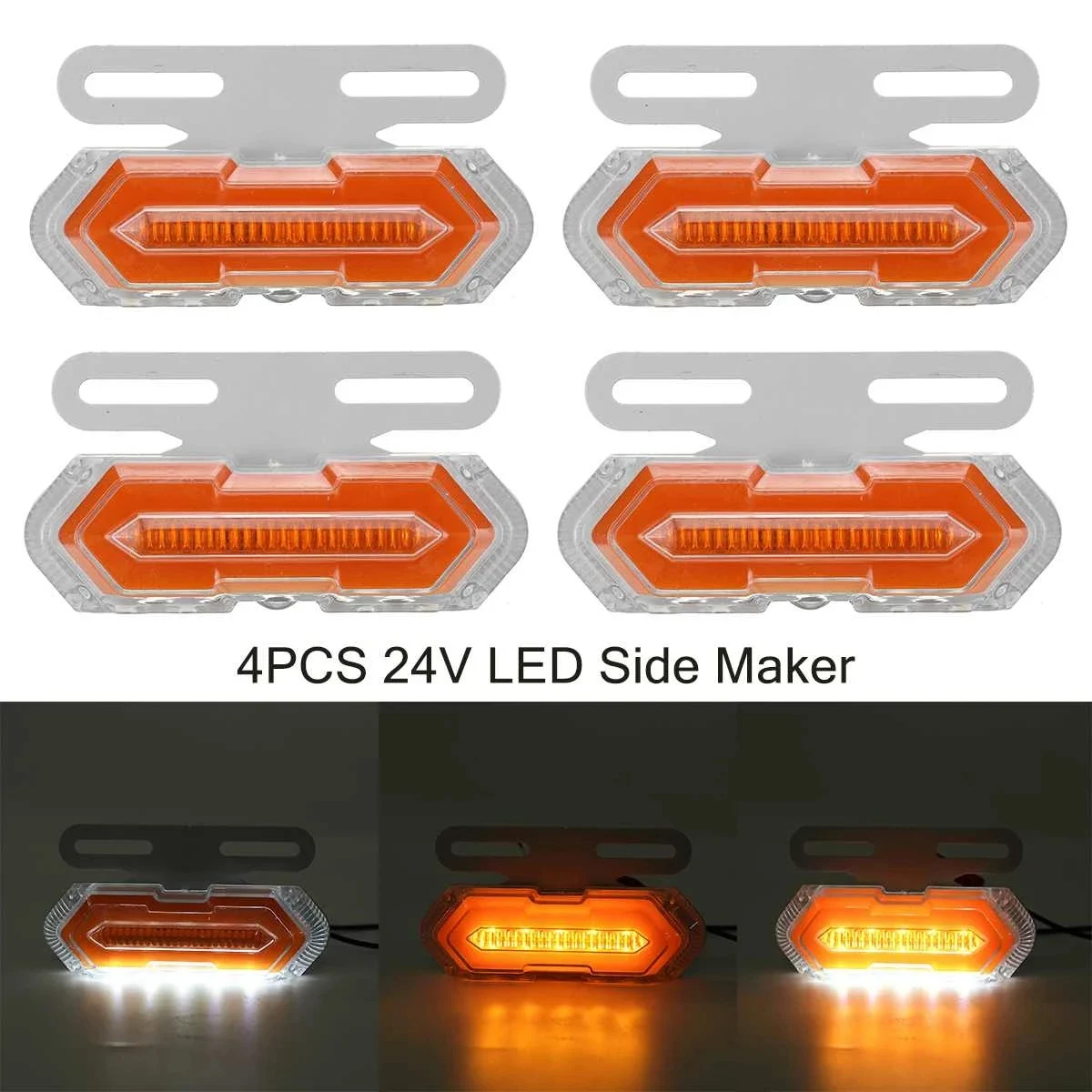 4Pcs 24V LED Car Side Marker Lights Turn Signal Lights Truck Side Lights Suitable for Trailer Trucks Lorries