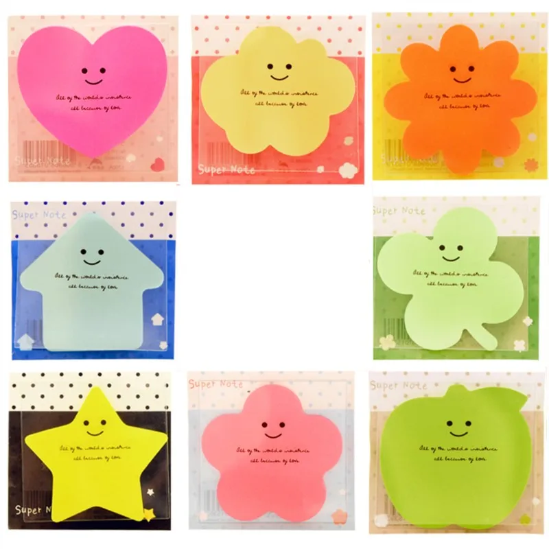 8 pcs/Lot heart  Four Leaf Clover Sticky Notes Cartoon Memo Pad Paper Sticker Bookmark Stationery Office Accessories