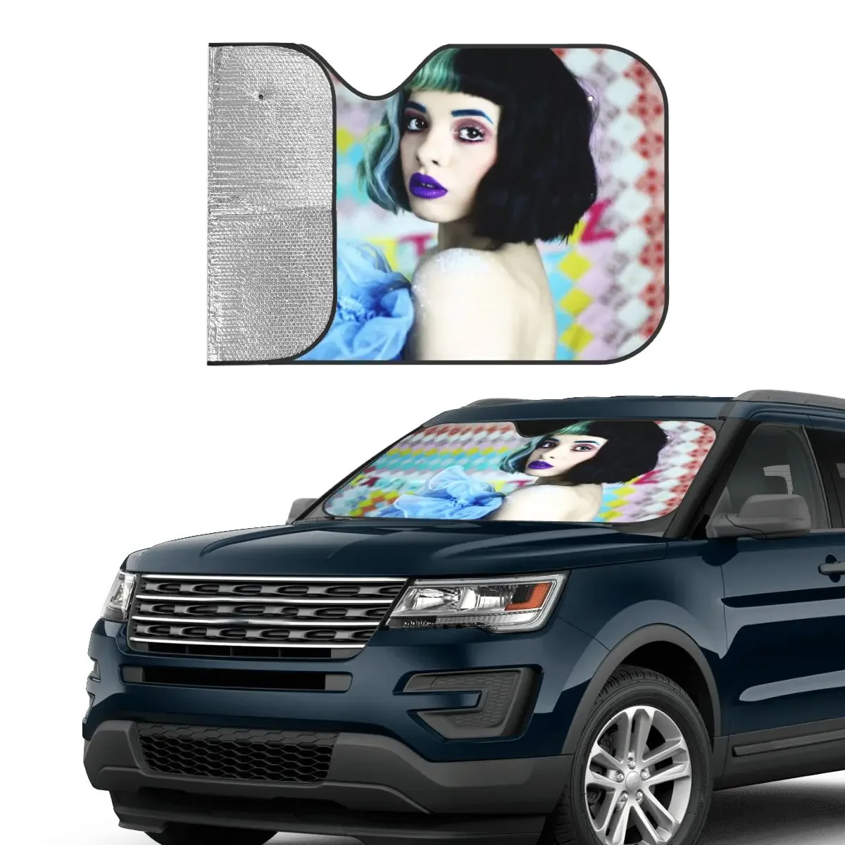 Melanie Martinez Singer Crybaby Music Polyester Windshield Sunshade 76x140cm Foils Car Sunshade Ice Shield Dust Protection