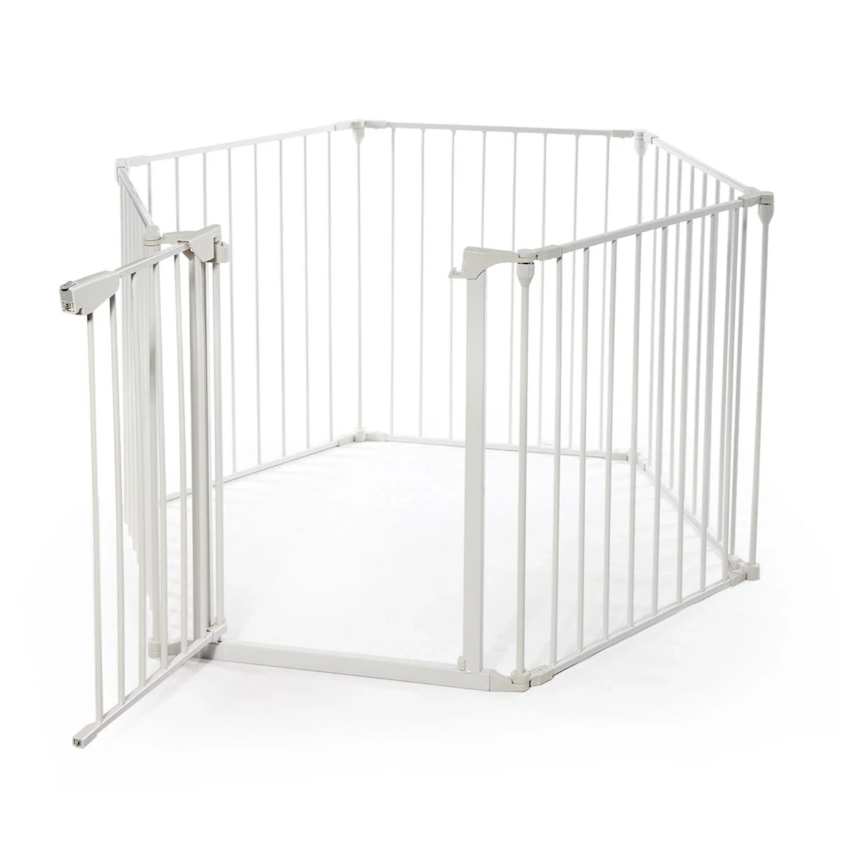 6-Panel Metal Baby Playpen Fireplace Safety Fence W/ Walk-Through Door in 2 Directions 5-in-1 Extra Wide Barrier Gate[US-Stock]