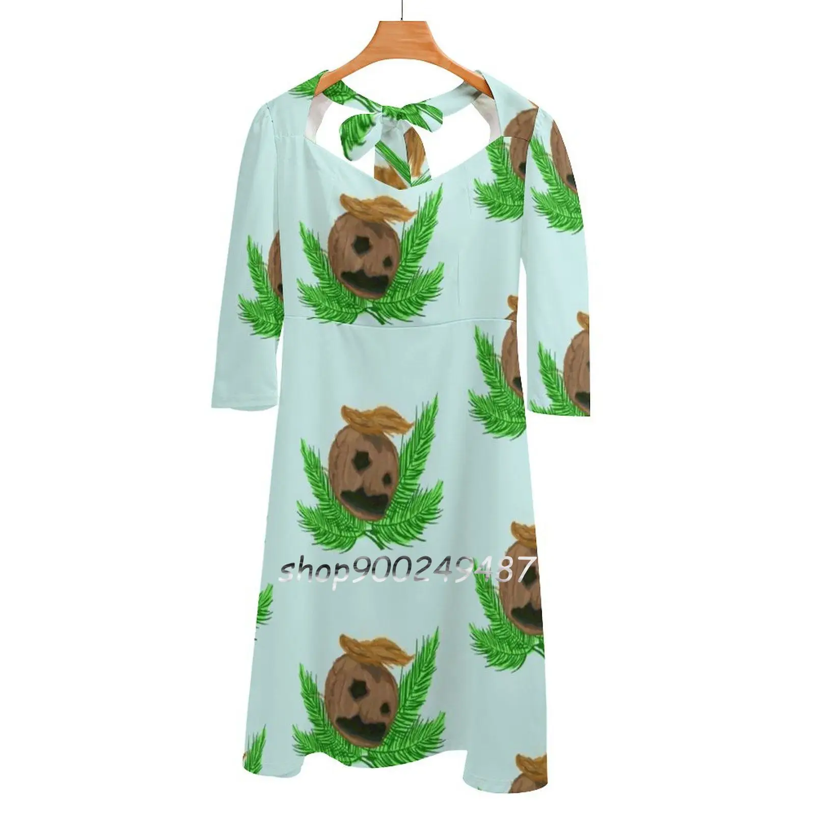 Vestido de verano con cuello cuadrado para mujer, prenda elegante con cuello Halter, estampado de Milky Joe, Coconut, Milky Cocoa, Cocao Island