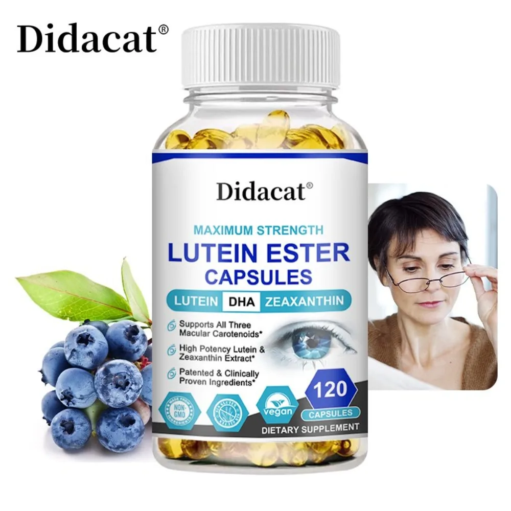 Lutein Ester Capsules Maximum Strength with DHA Zeaxanthin Eye Health Support Macular Carotenoids Vegan Non-GMO 120 Count