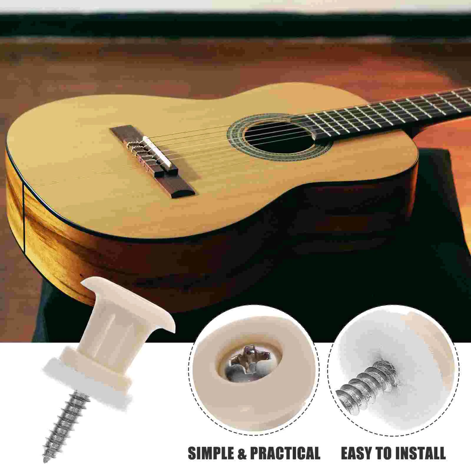 2 Pcs Non-slip Guitar Strap Lock Buttons Mushroom Head For Electric Acoustic Guitar Bass Guitar Parts Accessories (Ivory)