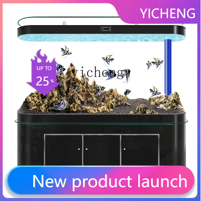 w28  large fish tank living room with cabinet integrated machine bottom filter intelligent golden fish tank bottom cabinet