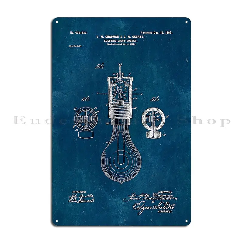 Blueprint Light Bulb Patent Metal Plaque Poster Party Club Plaques Plates Customize Home Tin Sign Poster