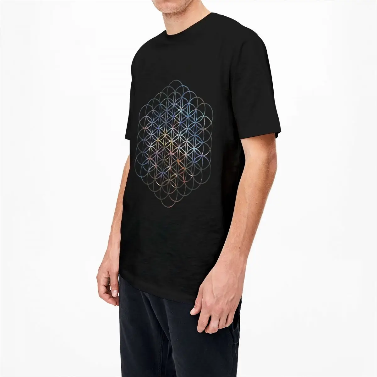 Man T-Shirt Carina Nebula Flower Of Life T-Shirts Leisure Sacred Geometry Magic Mandala Summer Tees Cotton Clothing Gift Idea