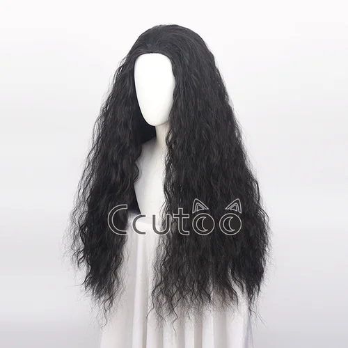 Imagen 2 del producto Ccutoo-Peluca de cabello sintético Moana para mujer, cabellera de Cosplay de princesa, rizado largo, negra, resistente al calor, para Halloween, con gorro