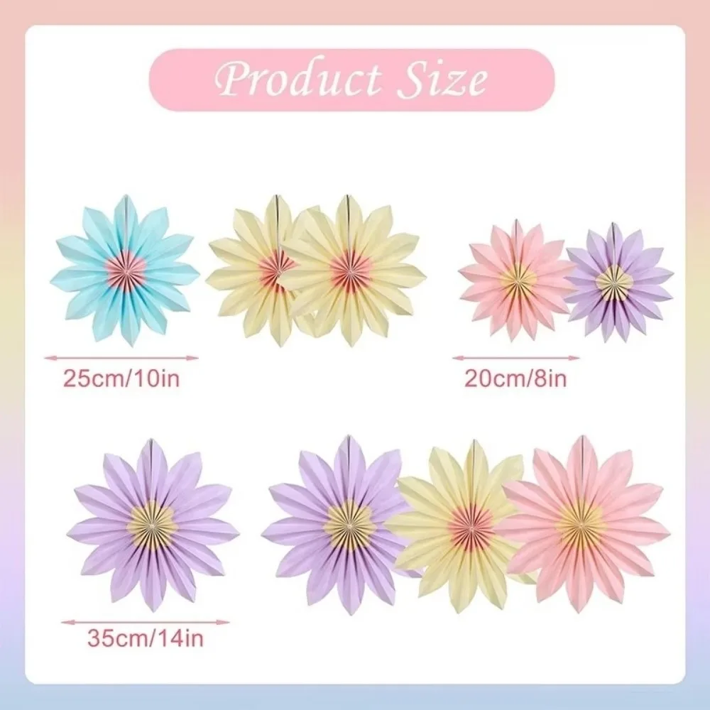 

9pcs/set Outdoor 20/25/35CM Artificial Paper Flower Multicolor Hanging Sunflower Paper Fan Flower Wreath Party Decoration
