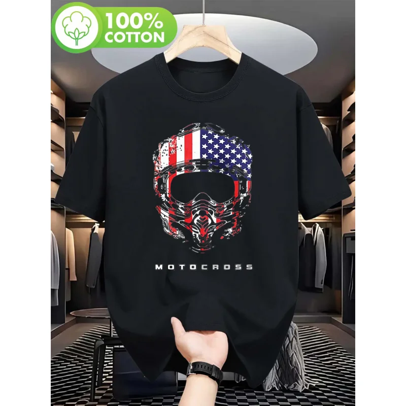 Men's high-quality short-sleeve T-shirt, designed with American motocross apparel style, exclusively for motocross enthusiasts