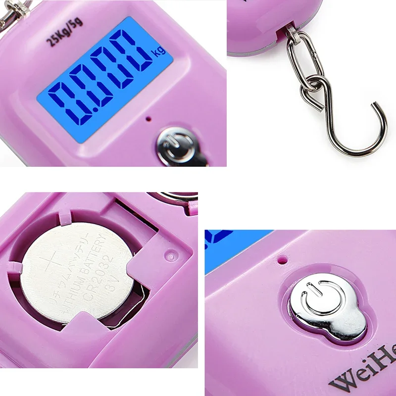 25kg/5g Portable Hanging Scale Keychain Electronic Scales with Hook Mini Digital Scales for Fishing Luggage Travel Weighting