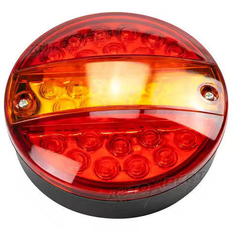 LED Trailer Rear Lights 12V/24V Round Waterproof Tail Lamp Brake Turn Signal Reflector Light for Truck Lorry Caravan Van Tractor