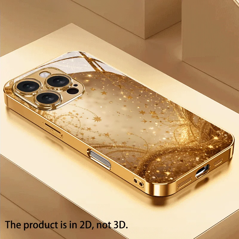 

Electroplated glass phone case, suitable for iphone 17, 16, 15, 14, 13, 12, 11pm Pro Plus and other phone models.